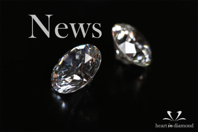 Diamond news cover image, showing 2 white memorial diamonds and the heart in diamond logo
