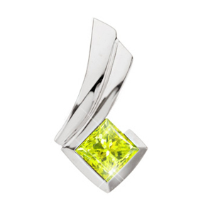 White Gold Pendant with a Greenish-Yellow Diamond