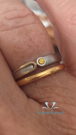 Hand with a gold and silver cremation ring