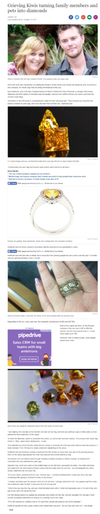grieving kiwis turning family members and pets into diamonds
